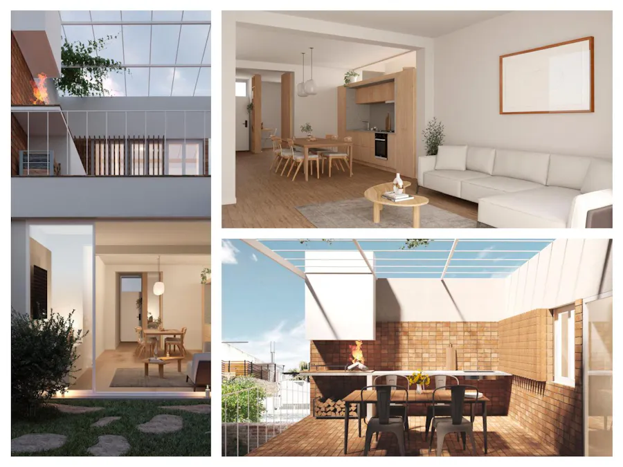 Casa de pasillo de 2 dormitorios más comodín, jardín y terraza en Pichincha - Imagen 1 de 3