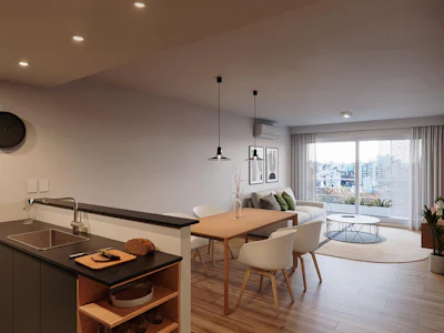 Departamento de 2 dormitorios con cochera y 2 baños en Lourdes - Imagen 1